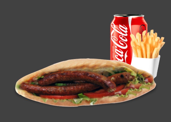 + Frites<br>
+ 1 Sauce au choix<br>
+ 1 Pain au choix<br> 
+ 1 Boisson 33cl au choix.