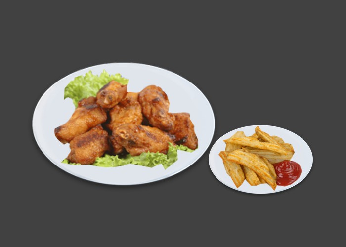 8 Pices<br>
+ Potatoes ou Frites<br>
+ Sauce barbecue.