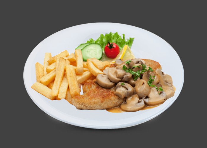 Crme frache, champignons<br>
+ Garniture au choix.